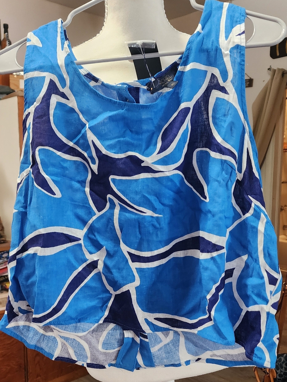RACHEL Rachel Roy Blue Floral-Print Crop Tank Sz XL NWT